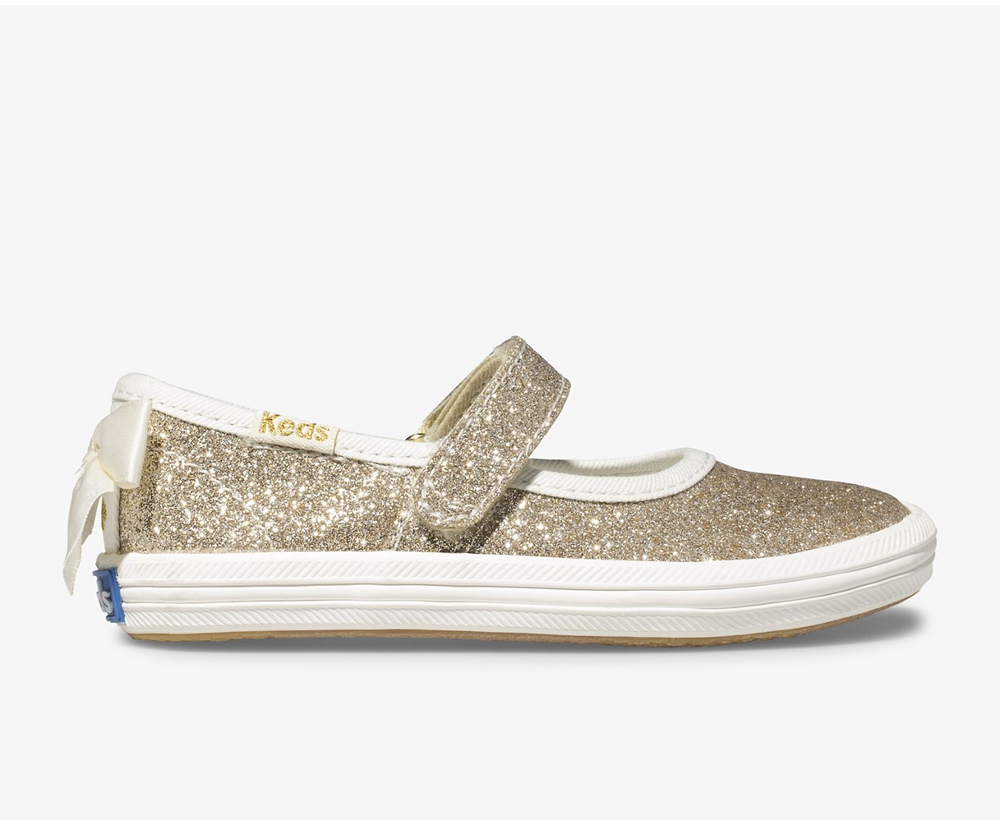 Keds Slip Ons Kinder Gold - Kate Spade New York Sloane Mj Glitter - GHK-259817